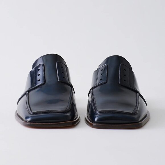 Tibi Pedro Slide Square Toe Loafer, Navy, - Picture 3 of 8